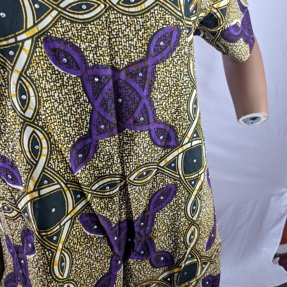 NWOT, AFRICAN PRINT MAXI DRESS WITH THIGH HIGH SPLIT ON BOTH SIDES SIZE 18 - Picture 11 of 12